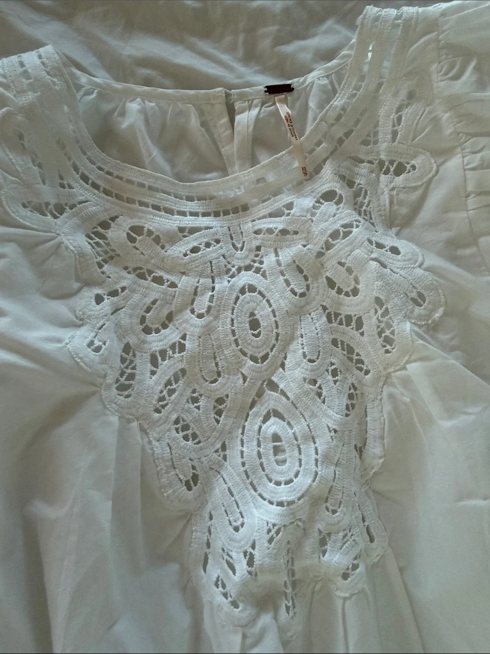 Free People White Puff Sleeve Blouse